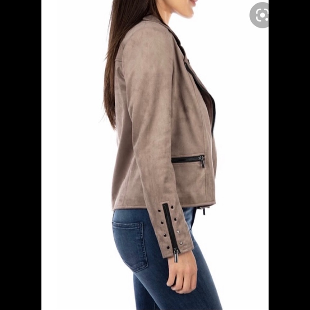 NWT Kut from the Kloth Eveline Vegan Suede Moto Jacket - Size XS - Buff - Picture 3 of 8
